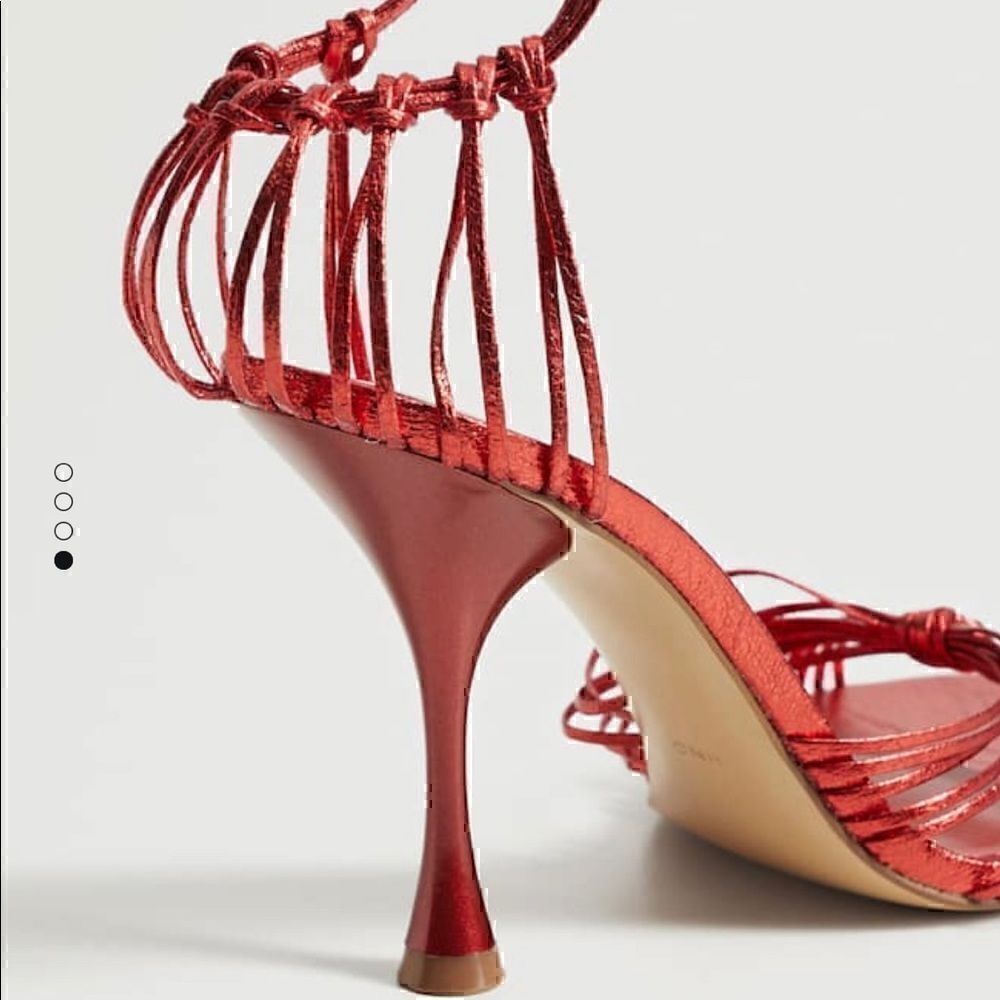 MANGO - Metallic Red Strappy Heeled Sandals - Picture 5 of 11